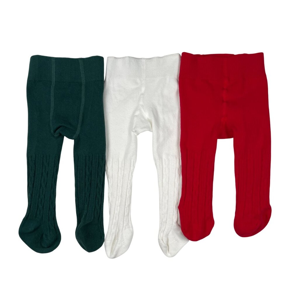 Baby Girls Christmas Holiday Leggings Stockings Comfy Cable Knit Footed Tights